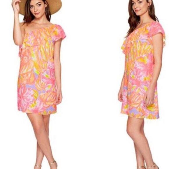 LILLY Pulitzer | Emmeline One Shoulder Dress in Sun Splashed Print | Size  XS - Picture 14 of 16